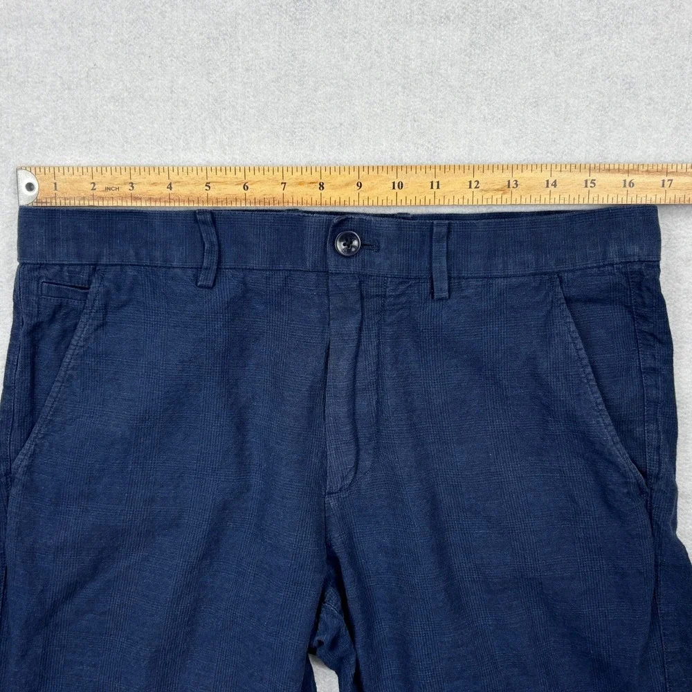 Banana Republic Aiden Mens 33x30 Navy Blue Linen Cotton Chino Pants 184661